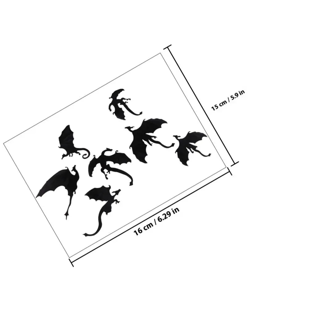 2Sets Halloween Decorations 3D Dinosaur Wall Stickers Black Dragon