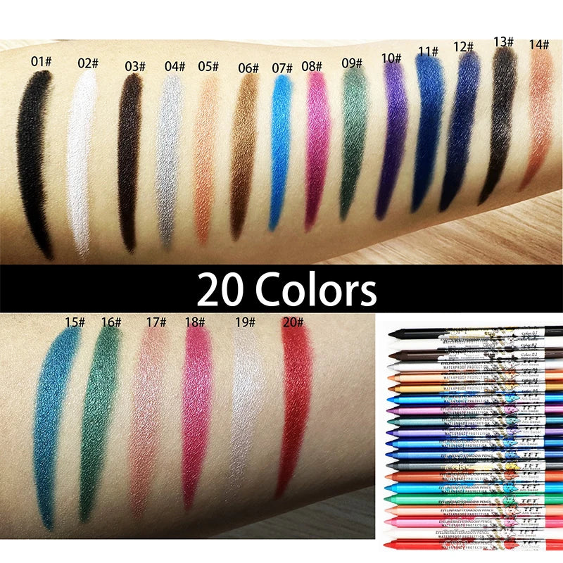 20 Colors Smooth Eyeliner Pencil Long-Lasting Waterproof Pearlescent Matte Eyeshadow Pencil High Pigment Eye Liner Pen Makeup Zpaxo