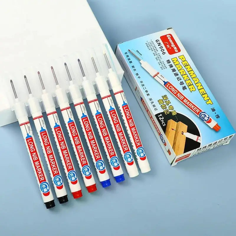20mm Waterproof Long Nib Head Markers Deep Hole Marker Pen For Metal Carpenter White/Red/Black/Blue/Green Ink Woodworking Tools Zpaxo