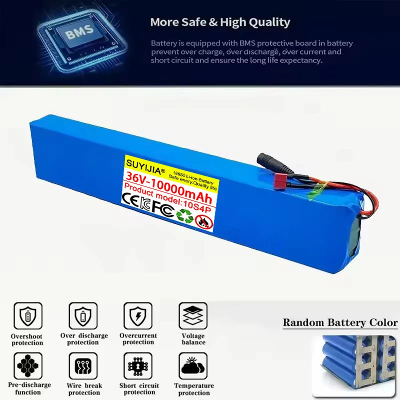 New 36V 10S4P 10Ah 18650 Battery Pack 250-750W 30A BMS 36V Lithium Li-ion Battery Electric Scooter 42v Electric Scooter Battery Zpaxo