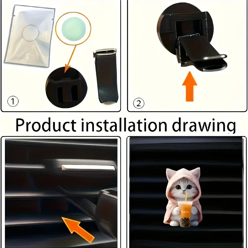 Cute cat acrylic car aromatherapy, long-lasting fragrance, vent clip, decorative and aromatherapy Zpaxo
