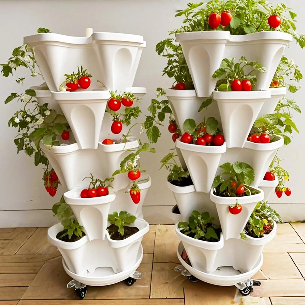 Multilayer Heart Shaped Petals Stereoscopic Planting Basin Indoor Vegetables and Plants Planting with Pulley Plastic Flower Pot Zpaxo