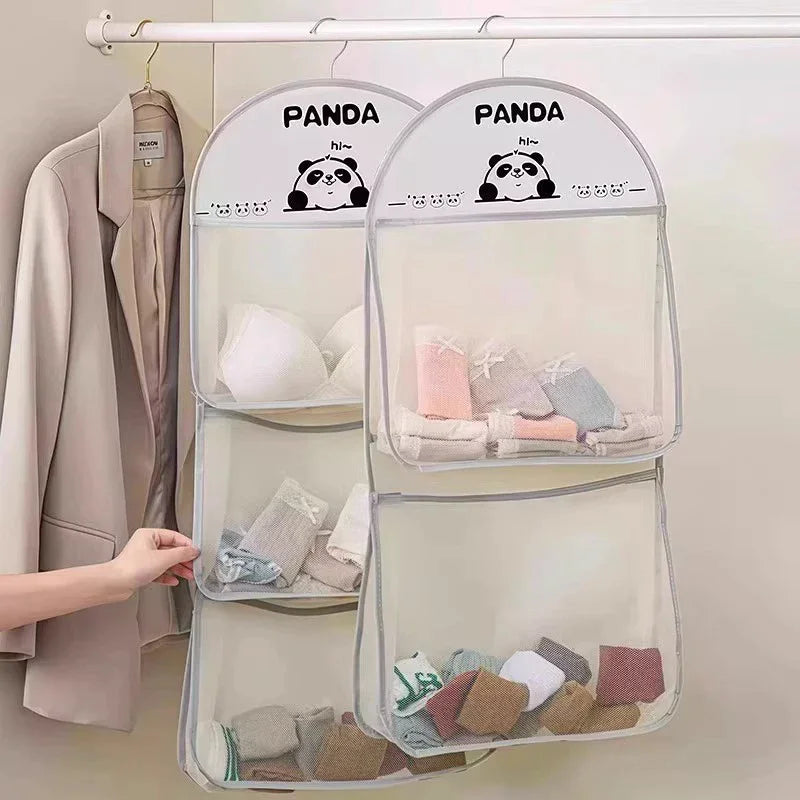 Large Capacity Storage Net Dormitory Wardrobe Socks Underwear Hanging Bag Multilayer Breathable Mesh Pocket Door Storage Bags Zpaxo