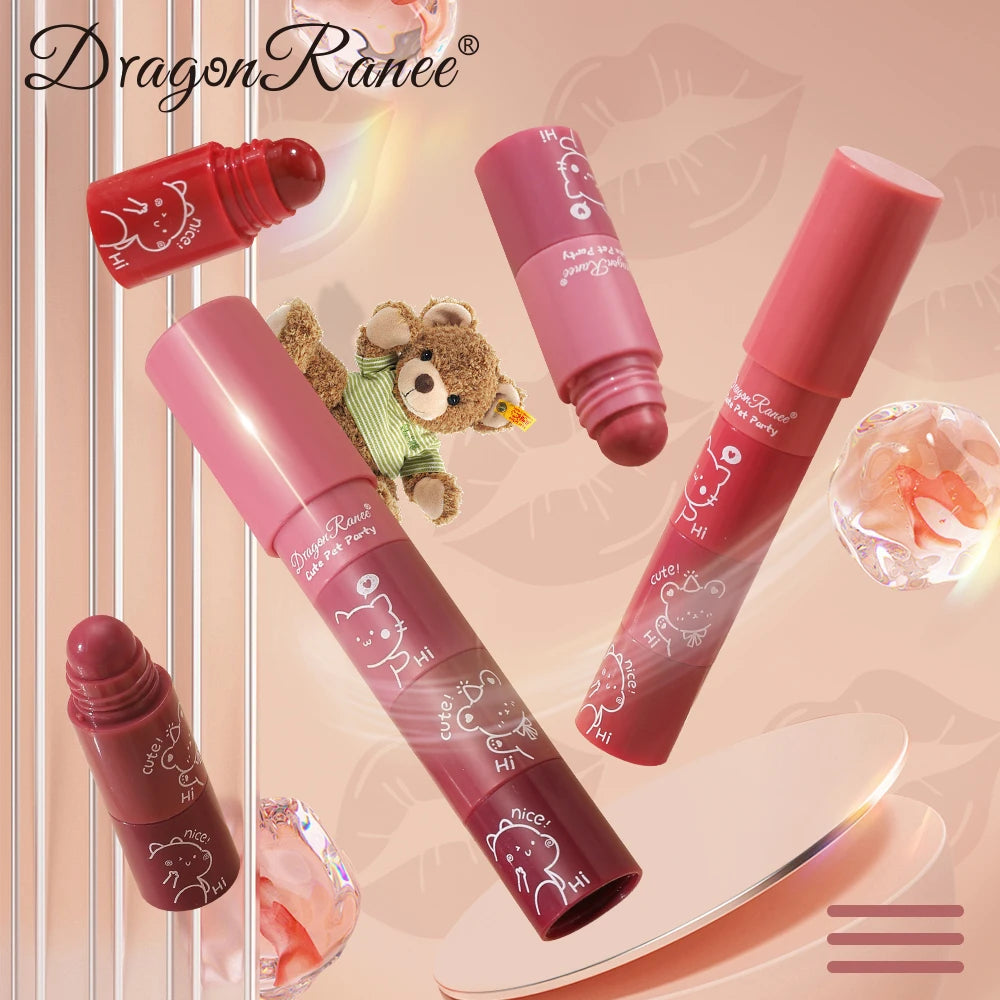Four-Section Lipstick Autumn and Winter Matte Velvet Matte Lip Gloss Long-Lasting Makeup Effect Whitening Complexion Lip Gloss W Zpaxo