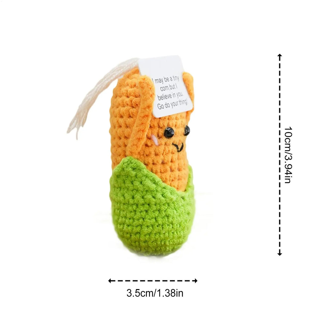 Crochet Doll Corn Shape Decor Desk With Card Positive Support Crochet For Women Men Girls Boys Friends Students Coworkers Zpaxo