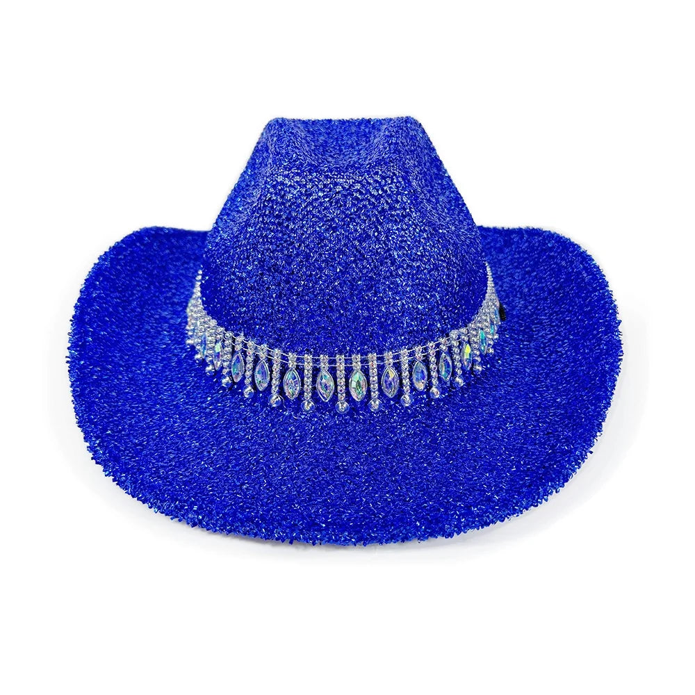 Women's Rhinestone Cowgirl Hat – Wide Brim Western Party Hat