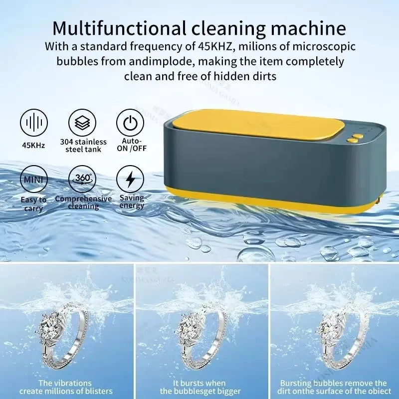 Ultrasonic Cleaner 3-Speed | Jewelry, Glasses & Watches
