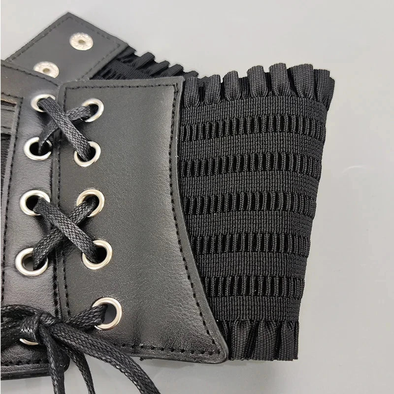 2026 Flash Sale！Ladies's Retro Corset Belt Gothic Punk Tie Rope Elastic Lace Dress Corset Belt Solid Color Fashion Waistband Zpaxo