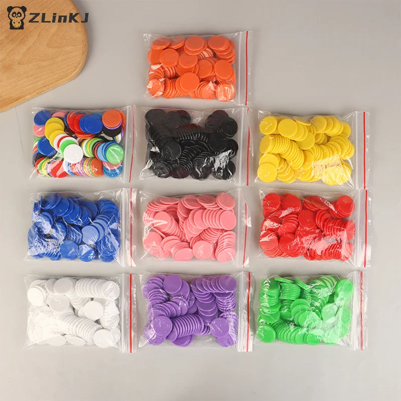 100Pcs/pack 25MM Plastic Montessori Learning Education Math Toy Plastic Poker Chips Bingo Chip Markers Token Zpaxo