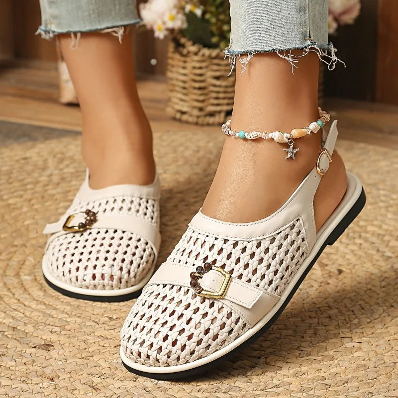 Summer Women's Selling Roman Solid Handwoven Flat Sandals Hollow Zpaxo