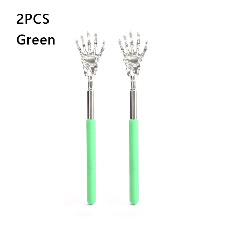 1 Massager Back Stainless Steel Scratcher Ghost Hand Telescopic Zpaxo 2Pcs Green