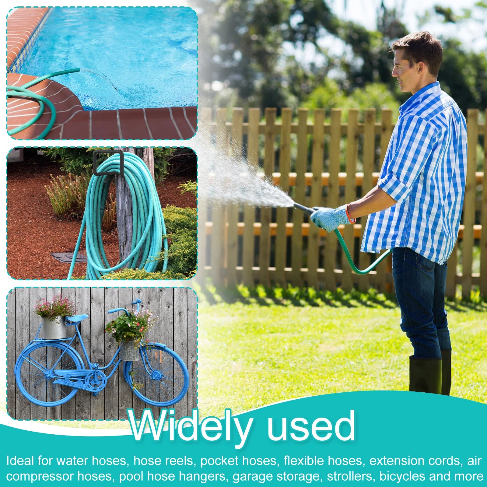 Metal Hose Holder Wall Mounted Garden Water Hose Holder Heavy Duty Hanger Garage Hose Hook Sturdy Storage Bracket Pipe Reel Rack Zpaxo