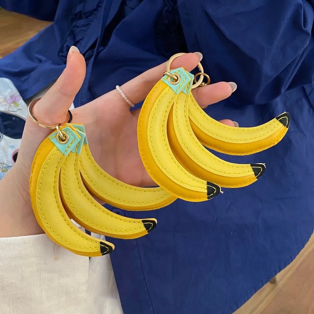 Cute Fashion Fruit Banana Keychain PU Banana Simulation PU Leather Pendant Waterproof Korean Style Fruit Key Ring Outdoor Zpaxo