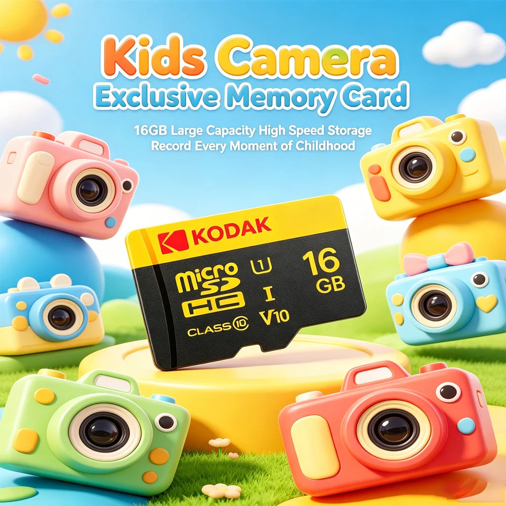 Kodak 16GB 32GB Micro SD Card Class 10 U1 V10 TF Card for Kids Camera Smart Toy Dash Cam CCTV Video Doorbell CCD Camera Zpaxo