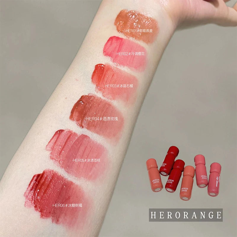 Cherry Blossom Pink Lip Gloss Lasting Non-greasy Moisturizing Water Light Mirror Lip Glaze Liquid Lipstick Clear Tint Makeup Zpaxo