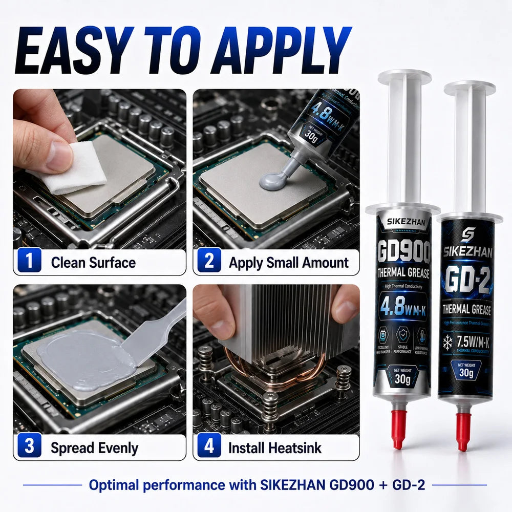 SIKEZHAN 2Pc Thermal Paste 30g Silicone Grease High Conductivity Cooling Compound for CPU GPU LED Heatsink Processor Chip Cooler Zpaxo