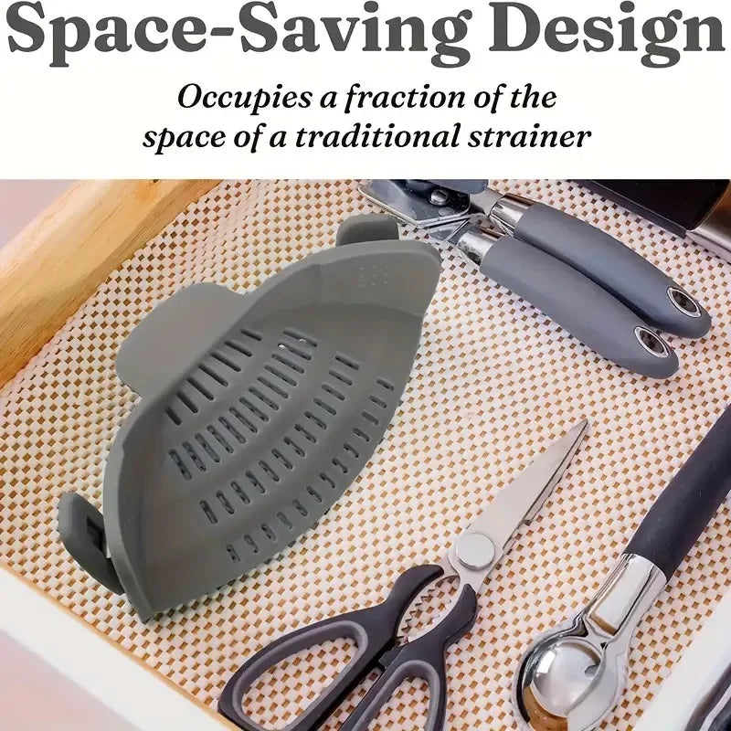 Universal Silicone Clip Pan Pot Strainer Anti Spill Pasta Food Grade Zpaxo