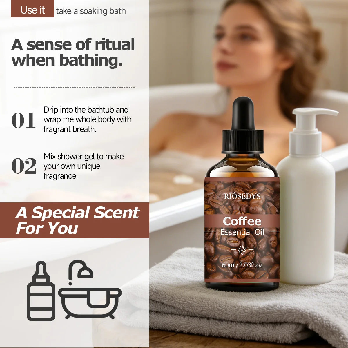 60ml COFFEE ESSENTIAL OIL has deep nourishing moisturizing effects, making it suitable for massage, skin care, and hydration. Zpaxo
