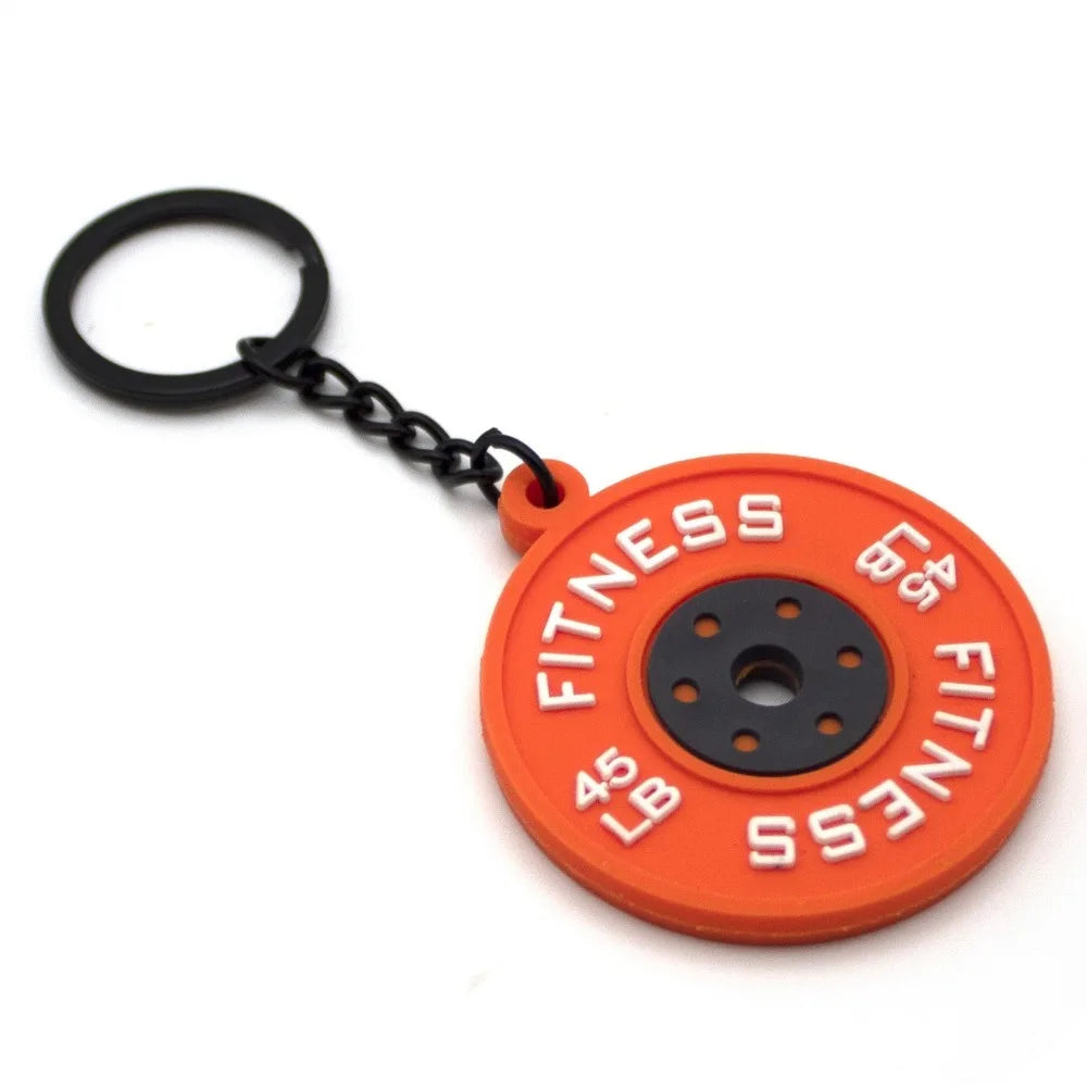 Mini Barbell Plates Key Chain Dumbbell Creative Barbell Plates Keyring Jewelry Simulation Fitness Series Pendant Bodybuilder Zpaxo Orange