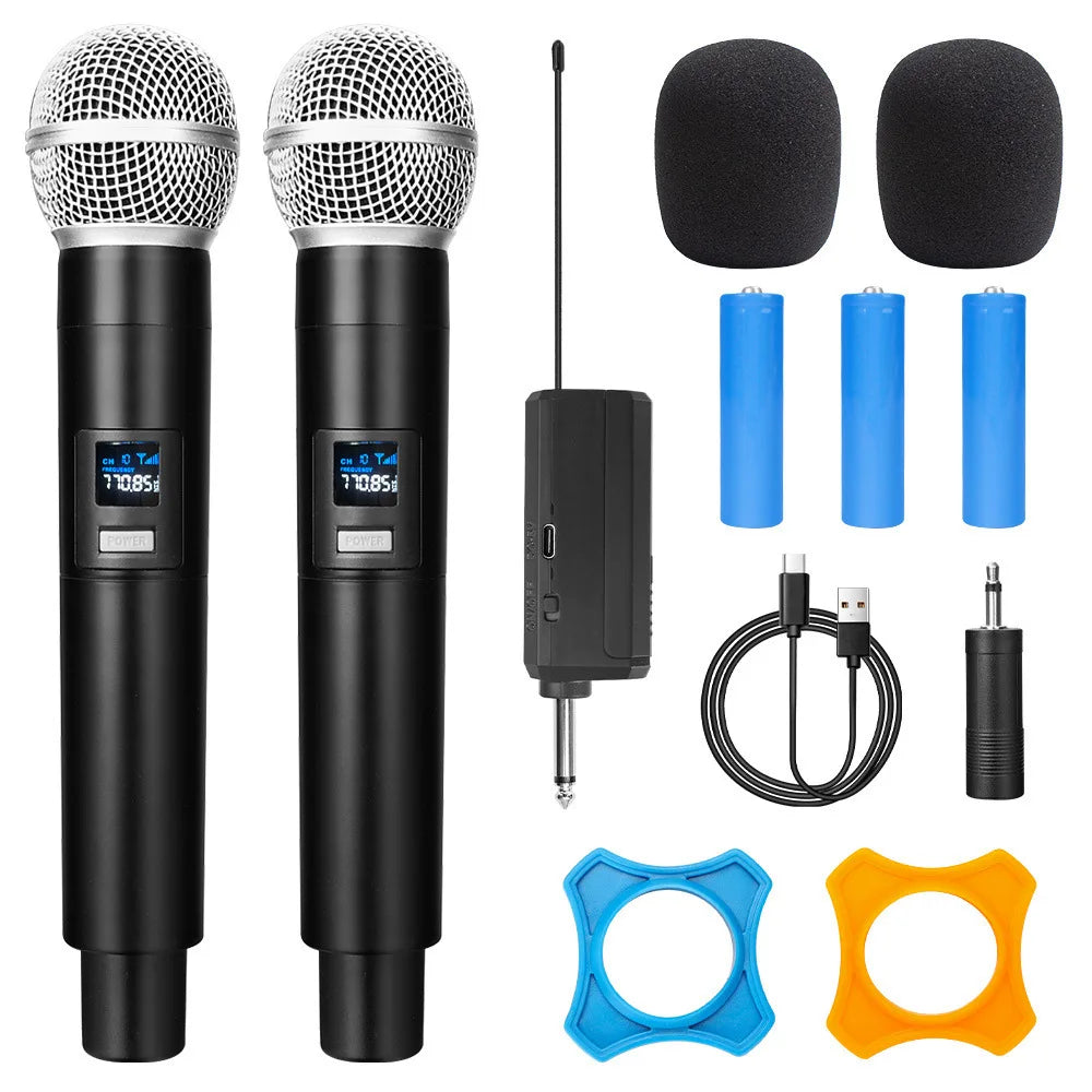 Wireless Microphone Dynamic Handheld Microphones Karaoke Mic Zpaxo B 1to2 Rechargeable