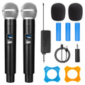 Wireless Microphone 2 Channels UHF Handheld Mic Rechargeable Karaoke