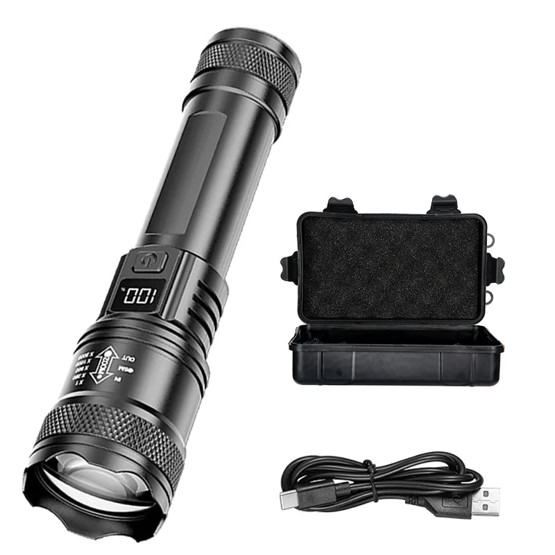 2000LM USB-C Rechargeable Tactical Flashlight – IP67 LED Torch