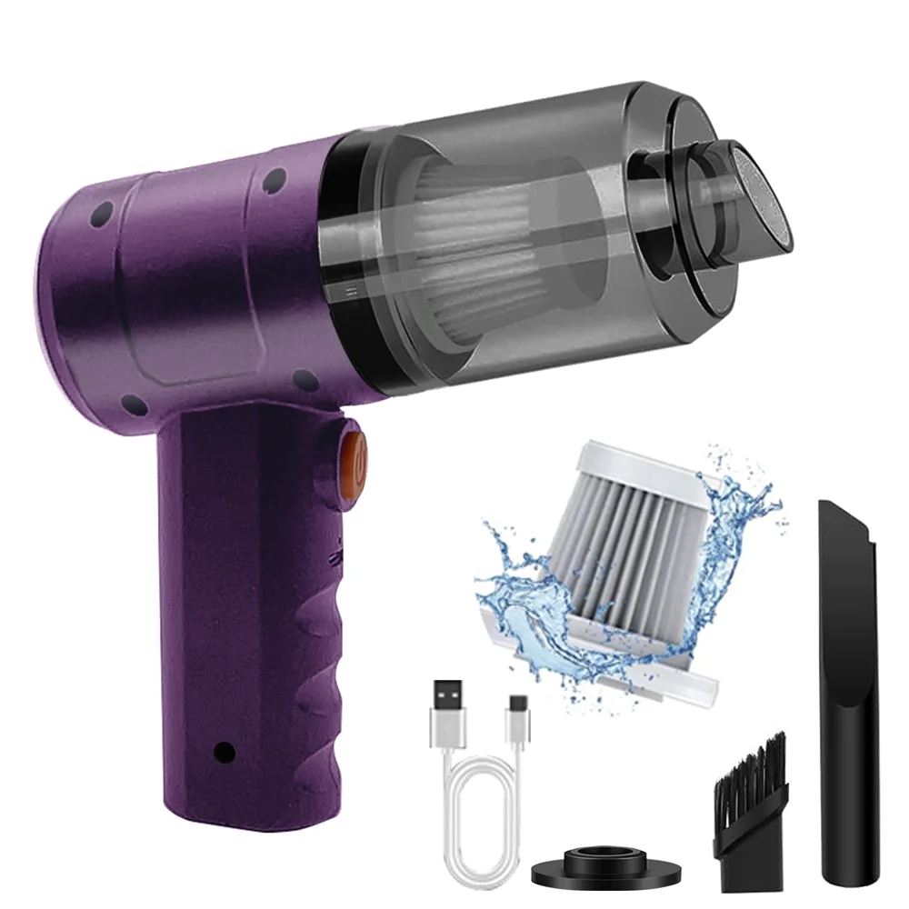 15000PA Compressed Air Dust Collector Handheld vacuum cordless High power, car vacuum cleaner Hairdryer Mini portable Zpaxo PURPLE