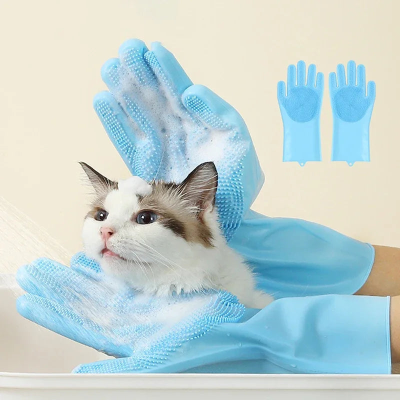 1Pair Silicone Dishwashing Gloves Bathing Gloves Dishwashing Cleaning Gloves Suitable For Household Sponge Brush Cleaning Tools Zpaxo