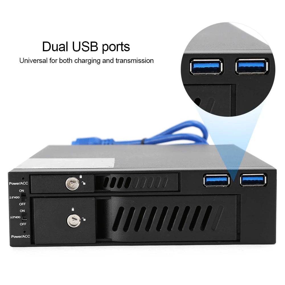 2 5 3 Hard Drive Enclosure Disk Mobile Rack Case Dual Optical