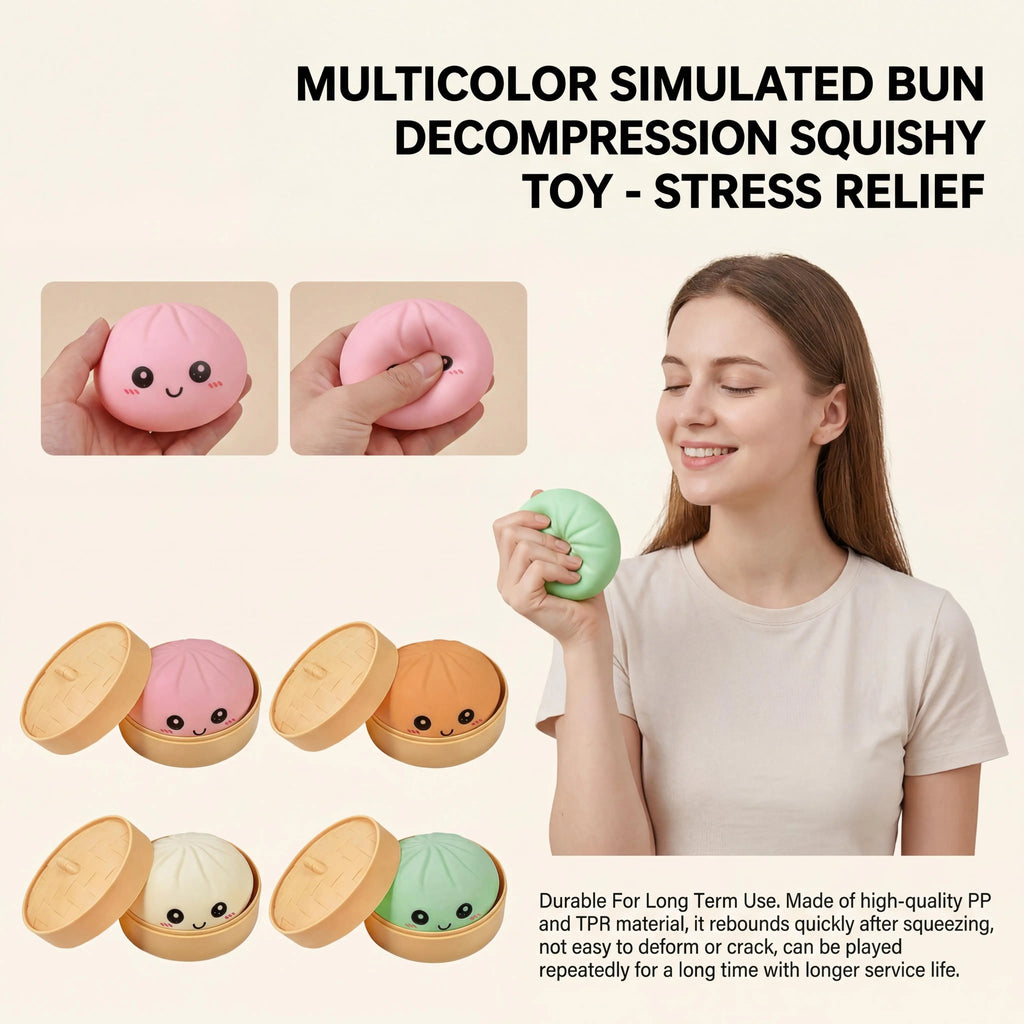 Dumpling Squishy Toy with Steamer – Stress Relief Ball (4 Colors) Squishy Stress Toy Zpaxo