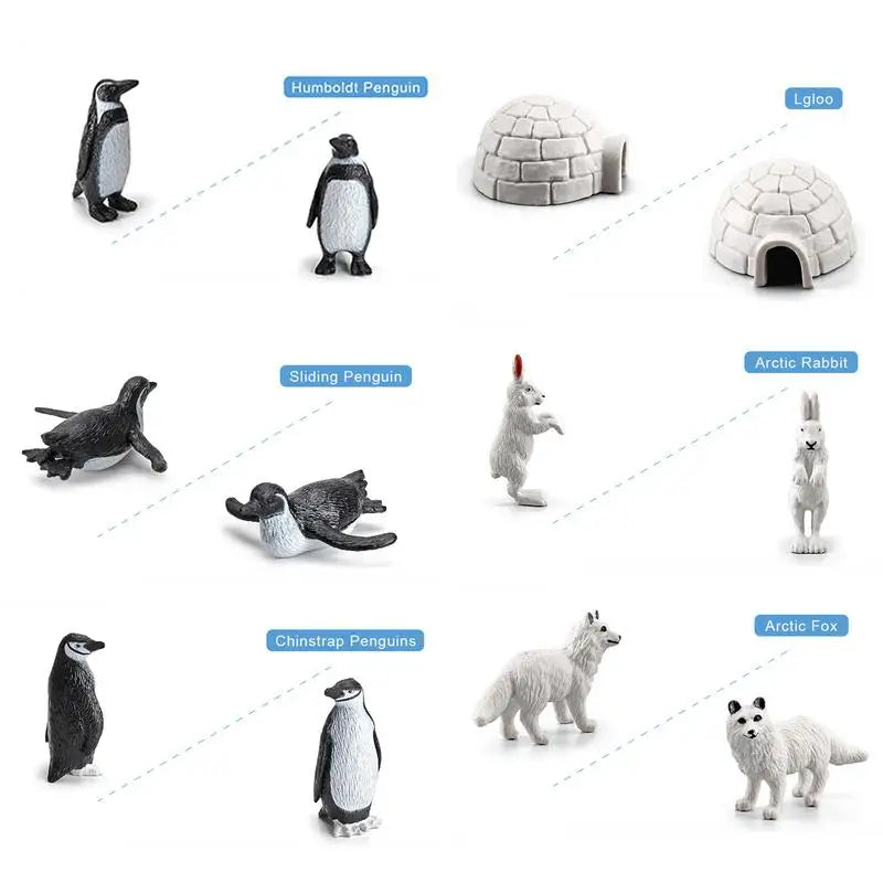 26pcs 3D Polar Animal Figurines Mini Arctic Animals Toys Marine Model Set Home Decoration Arctic Bear Kids Child Bedroom Decor Zpaxo