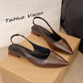 Women's Leather Pointed Toe Slingback Slip-on Flats Sandals Soft