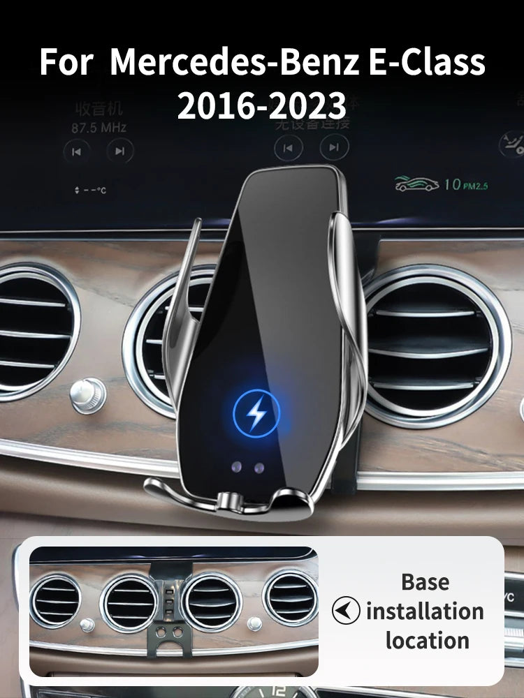 Car Phone Holder For Mercedes-Benz E-Class 2016- 2023 Block -type base wireless bares rack accessories Zpaxo