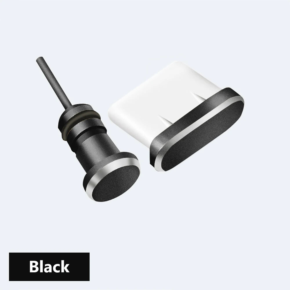 Type C Dust Plug Protects Charging Jack Opening SIM Card Pin Combo For Phone Charging Port Office Home Device Care Port Cover Zpaxo Black