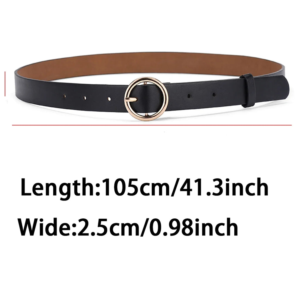 Women's Belt Fashionable Round Buckle Jeans Cargo Pants Skirt Thin