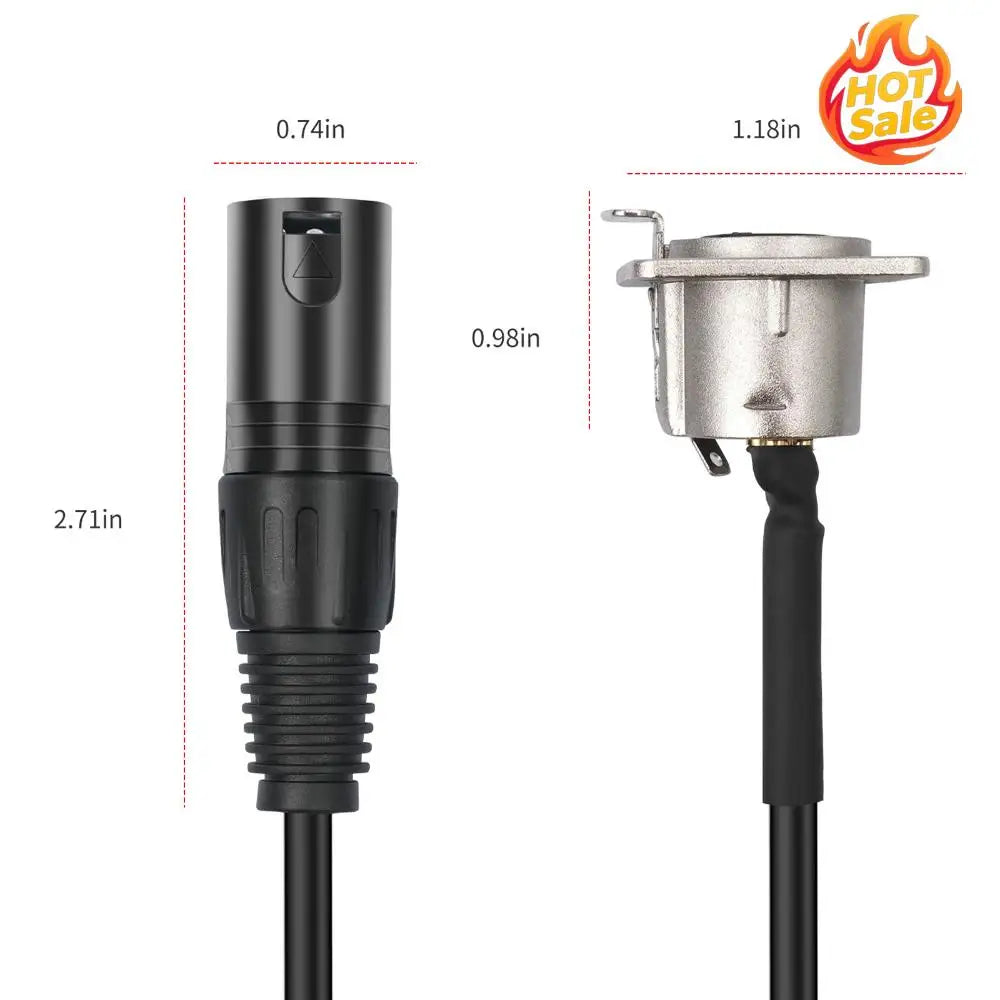 3Pin Pass Through Connector Male To Female XLR Pass Through Cable No Solder with Mounting Screws for Pro Audio Installation Zpaxo