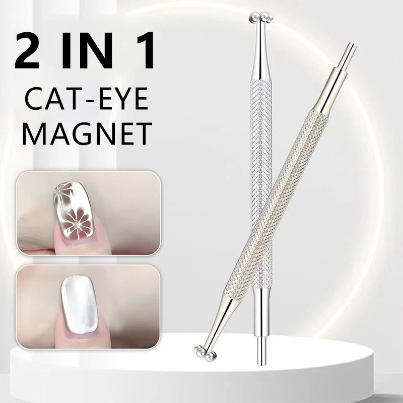 2IN1 Double-headed Lollipop Vortex Cat Eye Nail Magnetic Pen Flower Petal Nail Art Magnet for Cat Eye Magnetic Gel Nail Polish Zpaxo