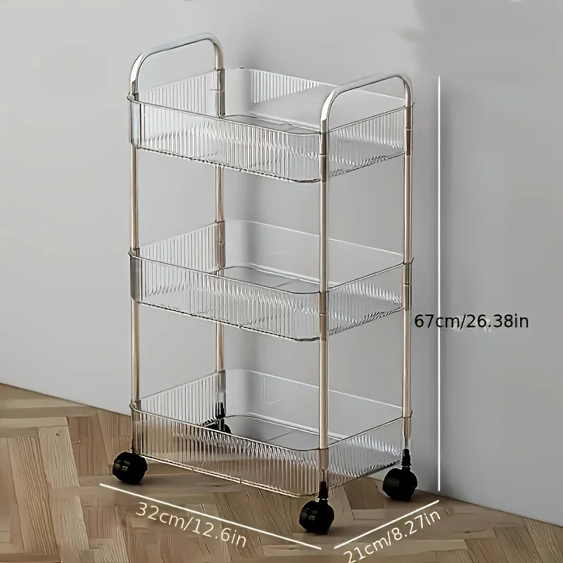 Modern Universal Wheel Design Transparent Acrylic Rolling Storage