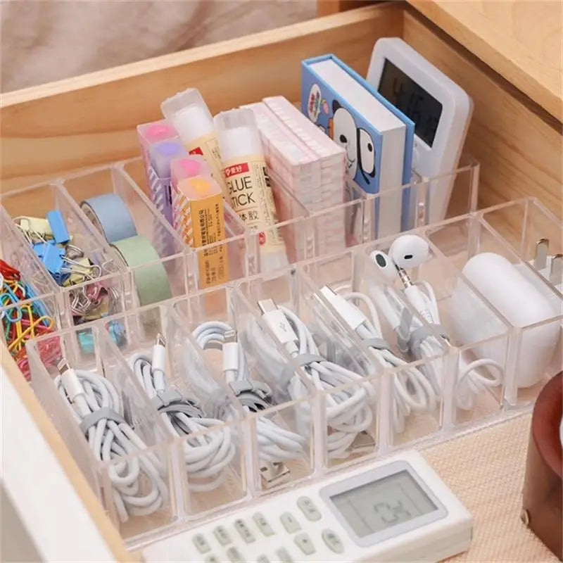 Clear Cable Storage Box – 8 Compartments & 10 Cable Ties Cable Organizer Box Zpaxo