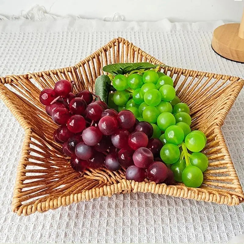 Woven Imitation Rattan Snacks Organiser Star Shaped Fruit Basket for Home Use Zpaxo