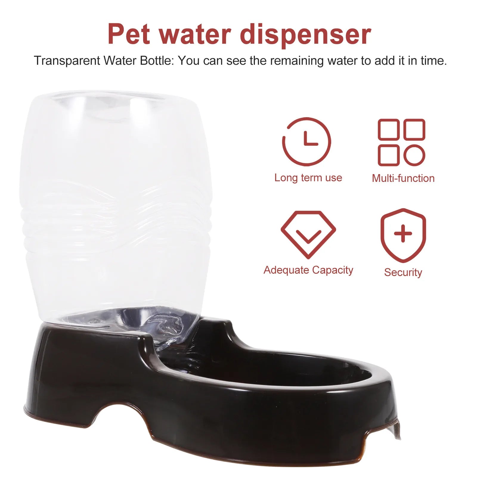 Pet Cat Dog Water Dispenser Transparent Bottle Automatic Refill
