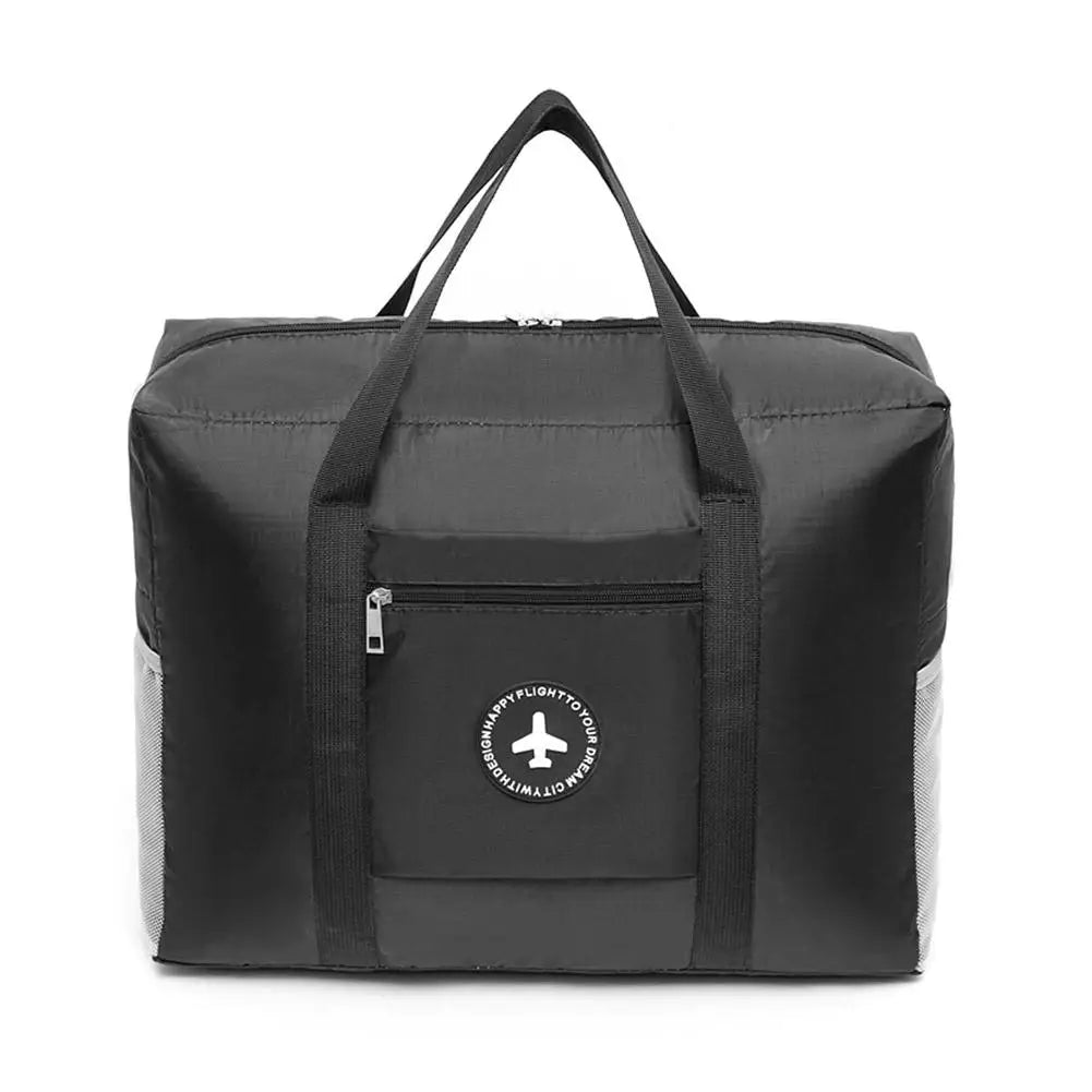 1pc Oxford Foldable Luggage Bag round Label Travel Bag Carry-On Suitcase Moving Packing Bag Storage Bag for Airplane Trips Zpaxo Black