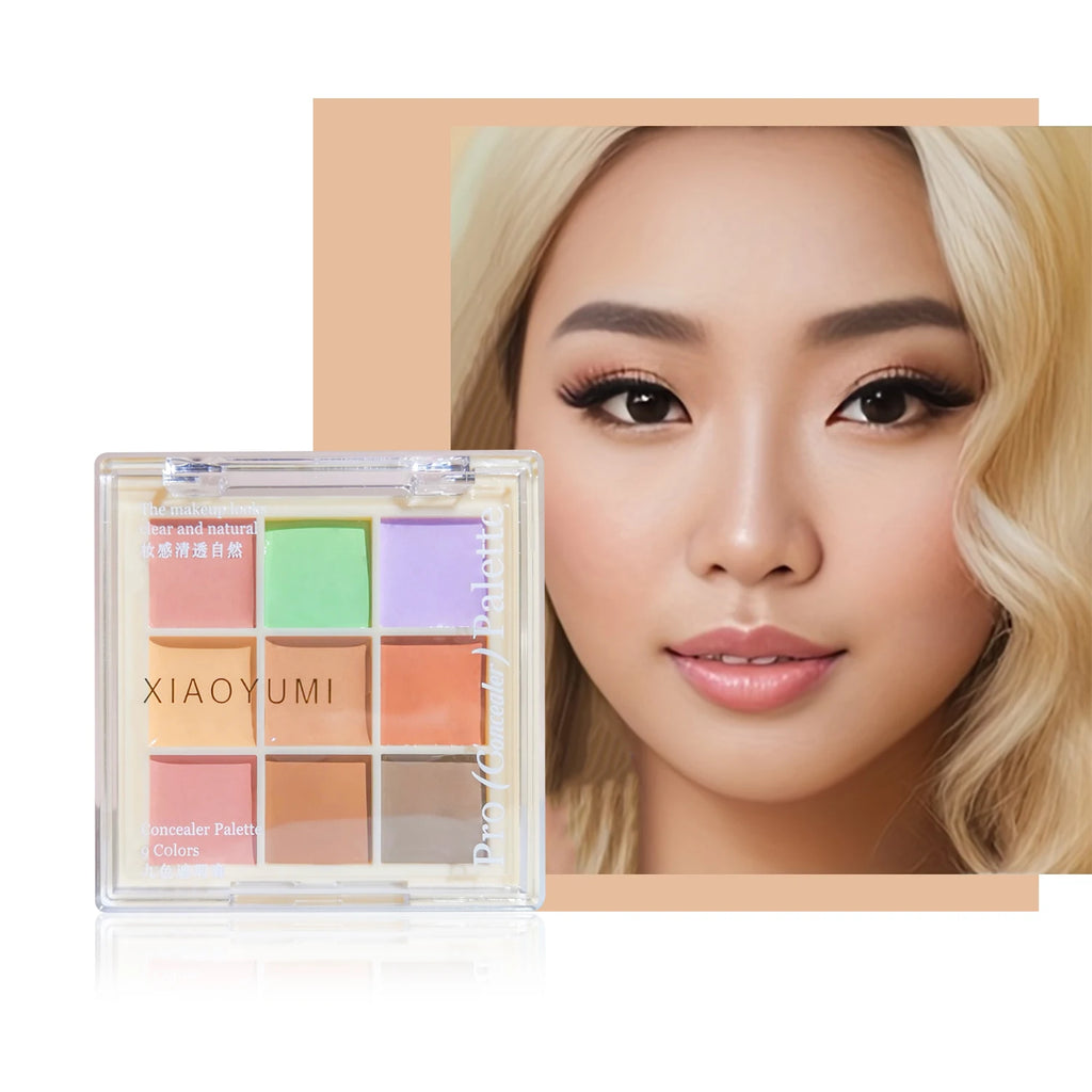 9-color Concealer palette - Full coverage - corrects spots, prevents sweating, acne, dark circles, and facilitates touch-ups Zpaxo