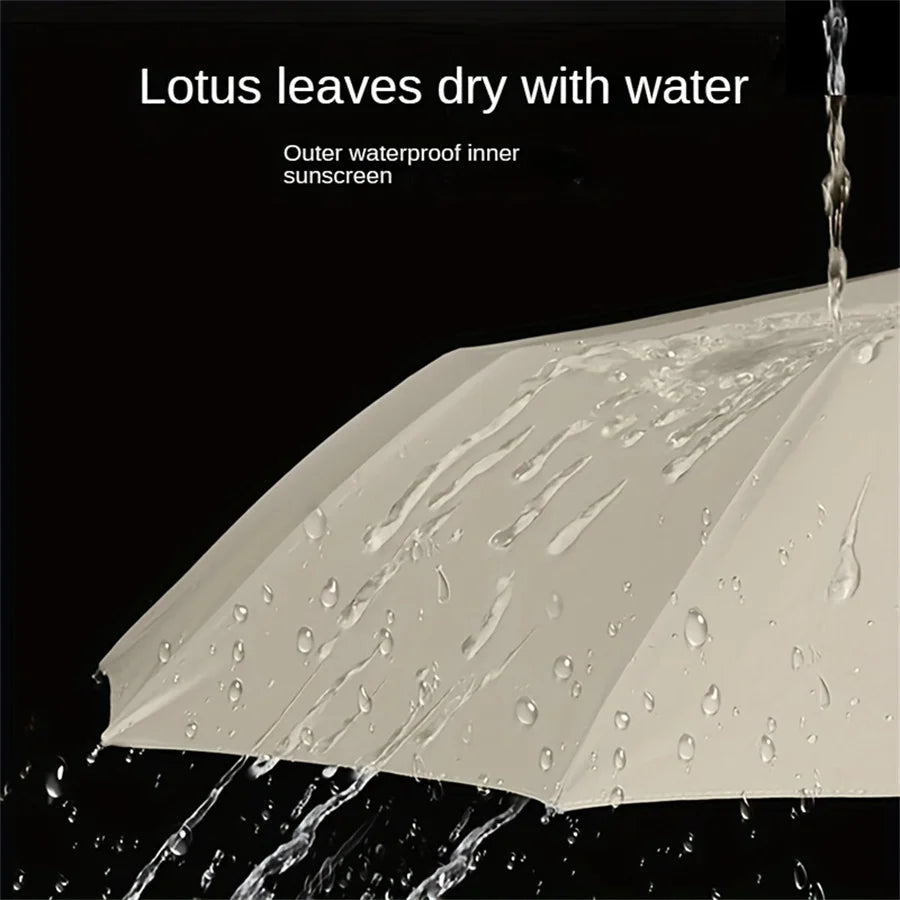 12 Bone Black Glue Fully Automatic Umbrella With Thick And Durable Keel Three Fold Umbrella UV Resistant Folding Umbrella Zpaxo