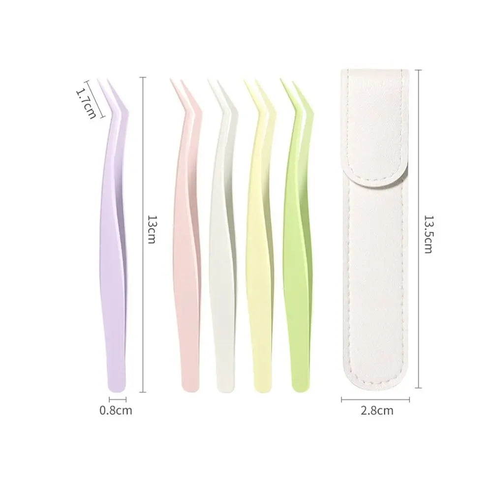 Stainless Steel False Eyelash Tweezers Precision Leather Case Lashes Zpaxo