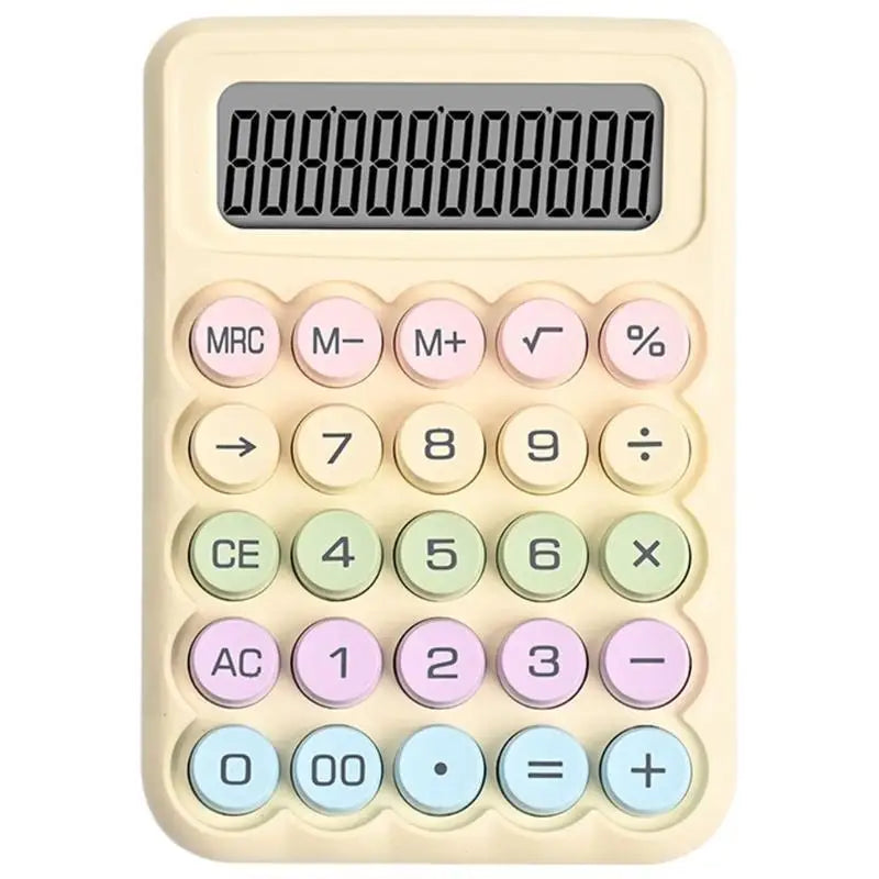 652F Mechanical Keypad Calculator Clear LCD Display Student Stationery Zpaxo Yellow CN