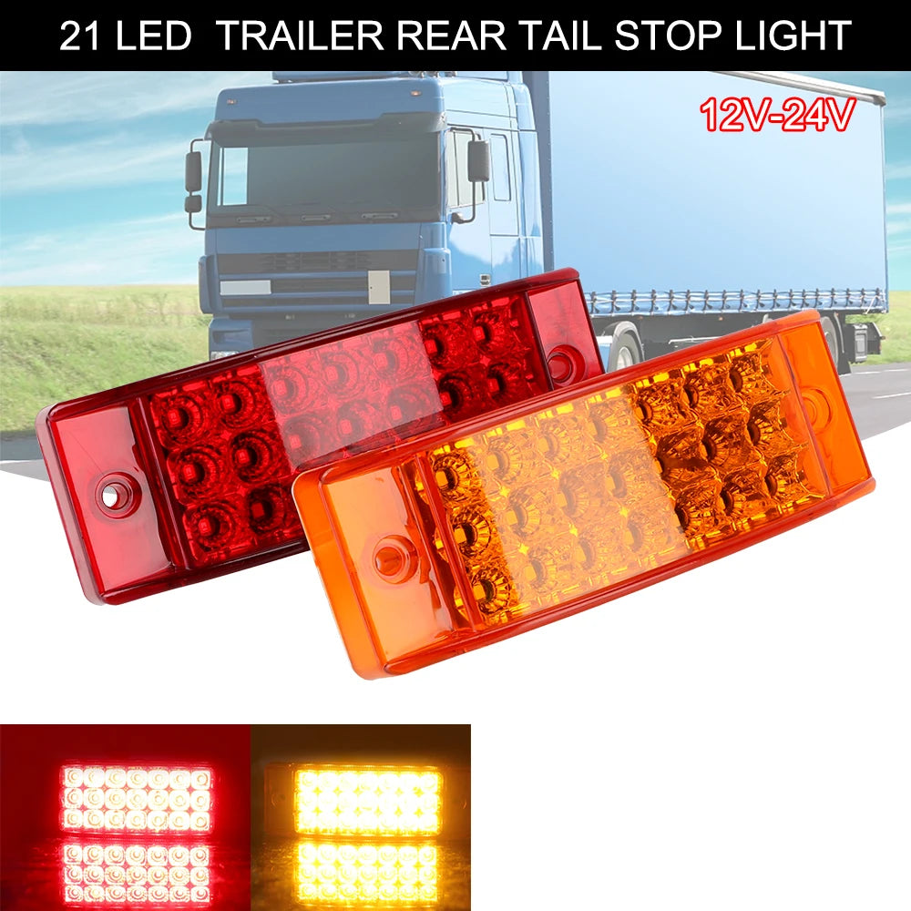 21 LED Tail Light Waterproof Brake Rear Warning Tailight 12V 24V