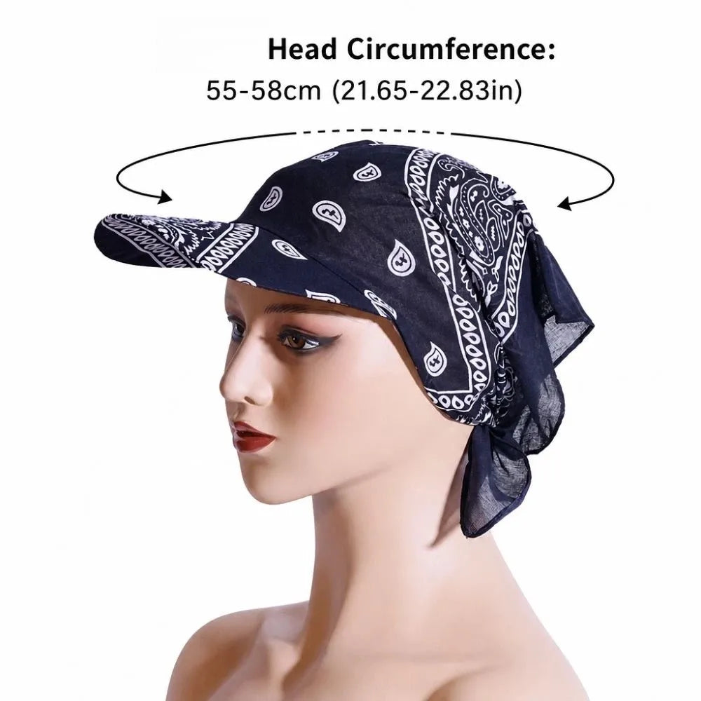 New Wide Brim Baseball Caps Head Scarf Lightweight Breathable Sun Visor Turban Pre-Tied Bandana Scarf Cap Women Outdoor Zpaxo