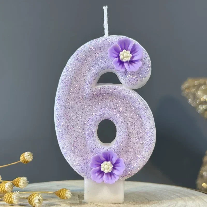 3D Purple Flower Number Cake Candles | Birthday Party Decor Number Cake Candles Zpaxo 6