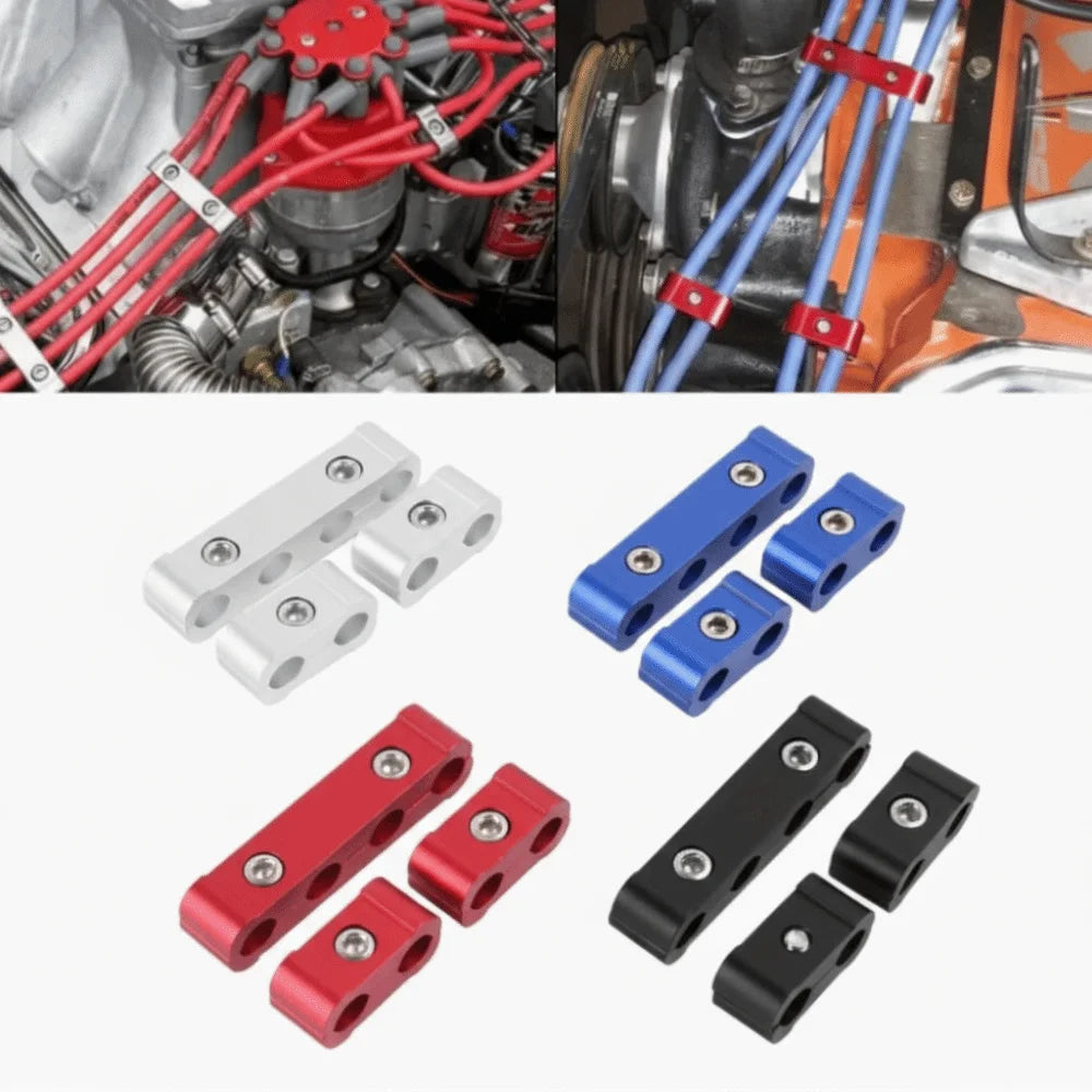 3pcs Three Dividers Spark Plug Wire Dividers Aluminum Performance Ignition Wire Fixing Clamps Durable Construction Zpaxo